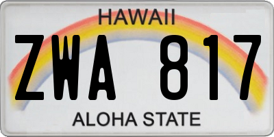 HI license plate ZWA817