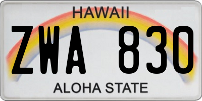 HI license plate ZWA830