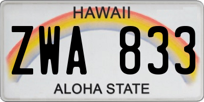 HI license plate ZWA833