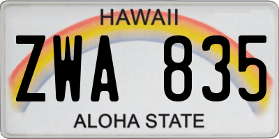 HI license plate ZWA835