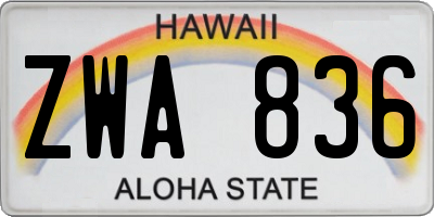 HI license plate ZWA836