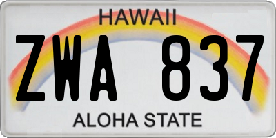 HI license plate ZWA837