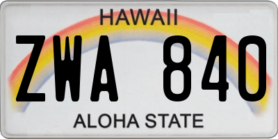 HI license plate ZWA840
