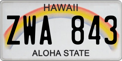HI license plate ZWA843