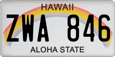 HI license plate ZWA846