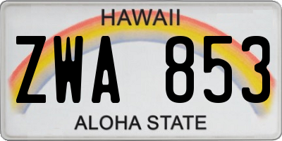 HI license plate ZWA853