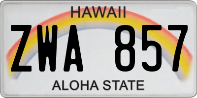 HI license plate ZWA857