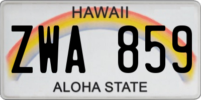 HI license plate ZWA859