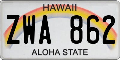 HI license plate ZWA862