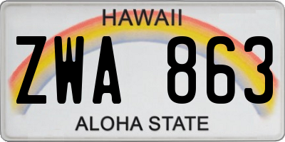 HI license plate ZWA863