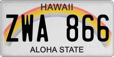 HI license plate ZWA866