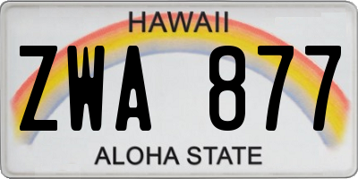 HI license plate ZWA877