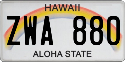 HI license plate ZWA880