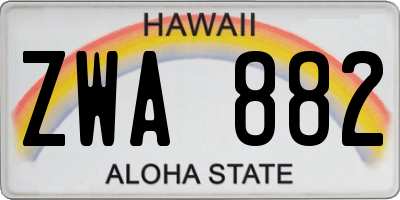 HI license plate ZWA882