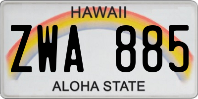 HI license plate ZWA885