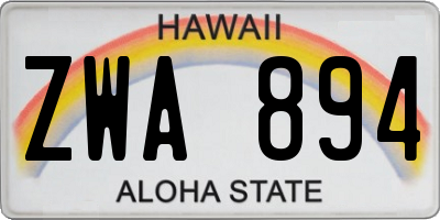 HI license plate ZWA894