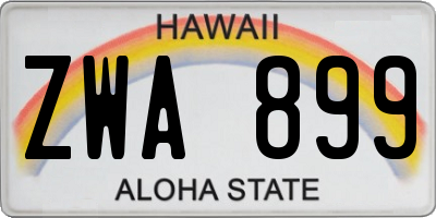 HI license plate ZWA899
