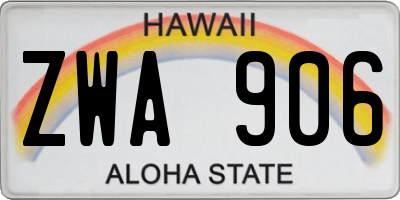 HI license plate ZWA906