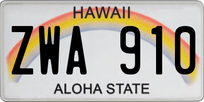 HI license plate ZWA910