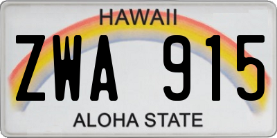 HI license plate ZWA915