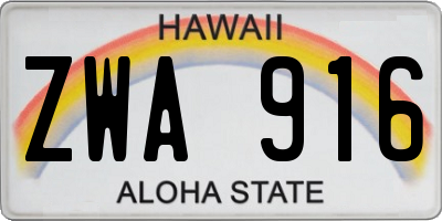 HI license plate ZWA916