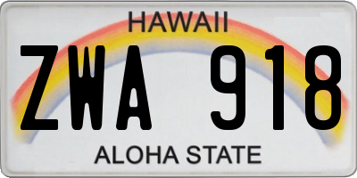 HI license plate ZWA918