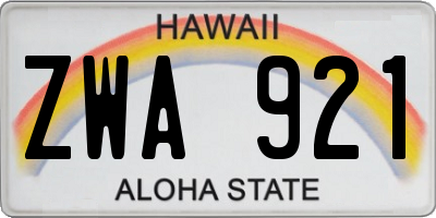 HI license plate ZWA921
