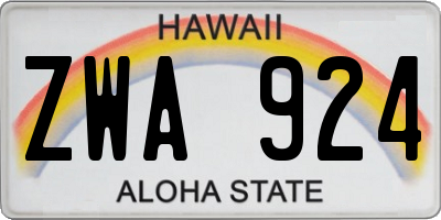 HI license plate ZWA924