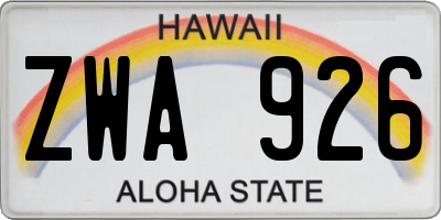 HI license plate ZWA926