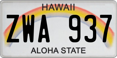 HI license plate ZWA937