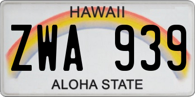 HI license plate ZWA939