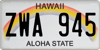HI license plate ZWA945