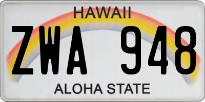 HI license plate ZWA948