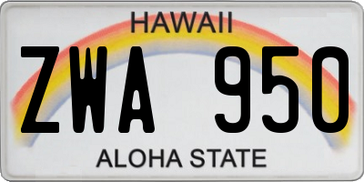 HI license plate ZWA950