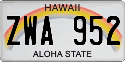 HI license plate ZWA952