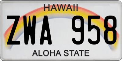 HI license plate ZWA958