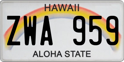 HI license plate ZWA959
