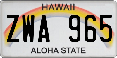 HI license plate ZWA965