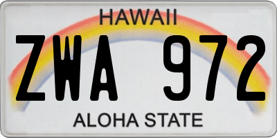 HI license plate ZWA972