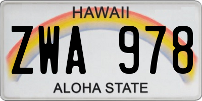 HI license plate ZWA978