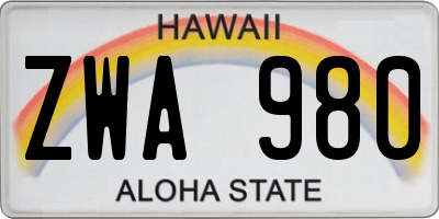 HI license plate ZWA980