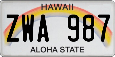 HI license plate ZWA987