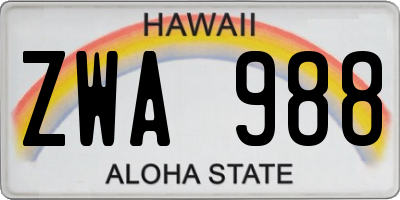 HI license plate ZWA988