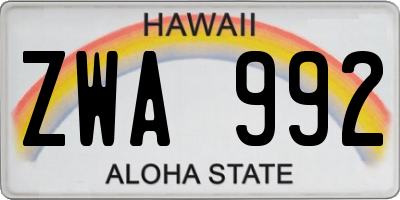 HI license plate ZWA992