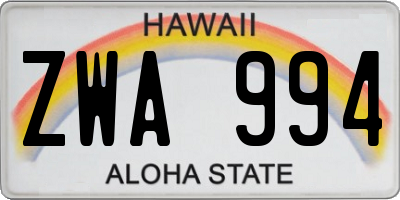 HI license plate ZWA994