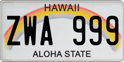 HI license plate ZWA999