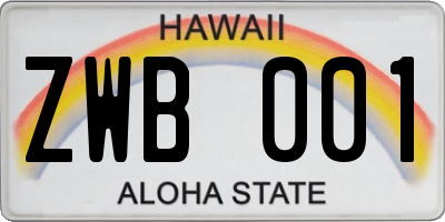 HI license plate ZWB001
