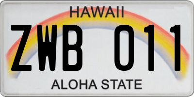 HI license plate ZWB011