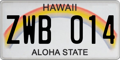 HI license plate ZWB014