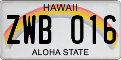 HI license plate ZWB016